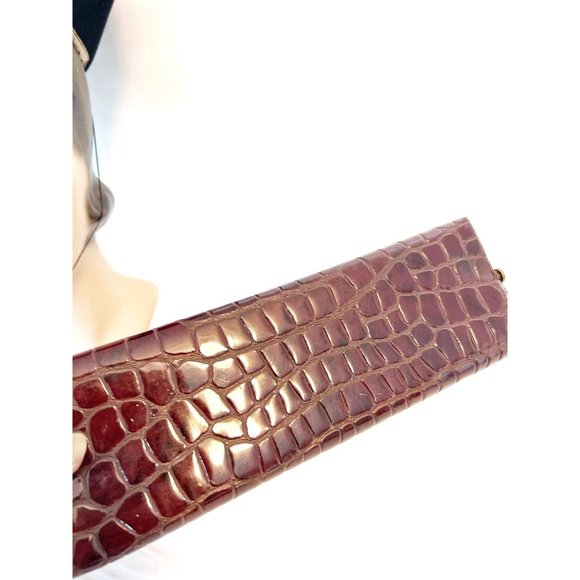 Vintage 1940's Burgundy Red Crocodile Box Purse With Handle - Picture 5 of 7